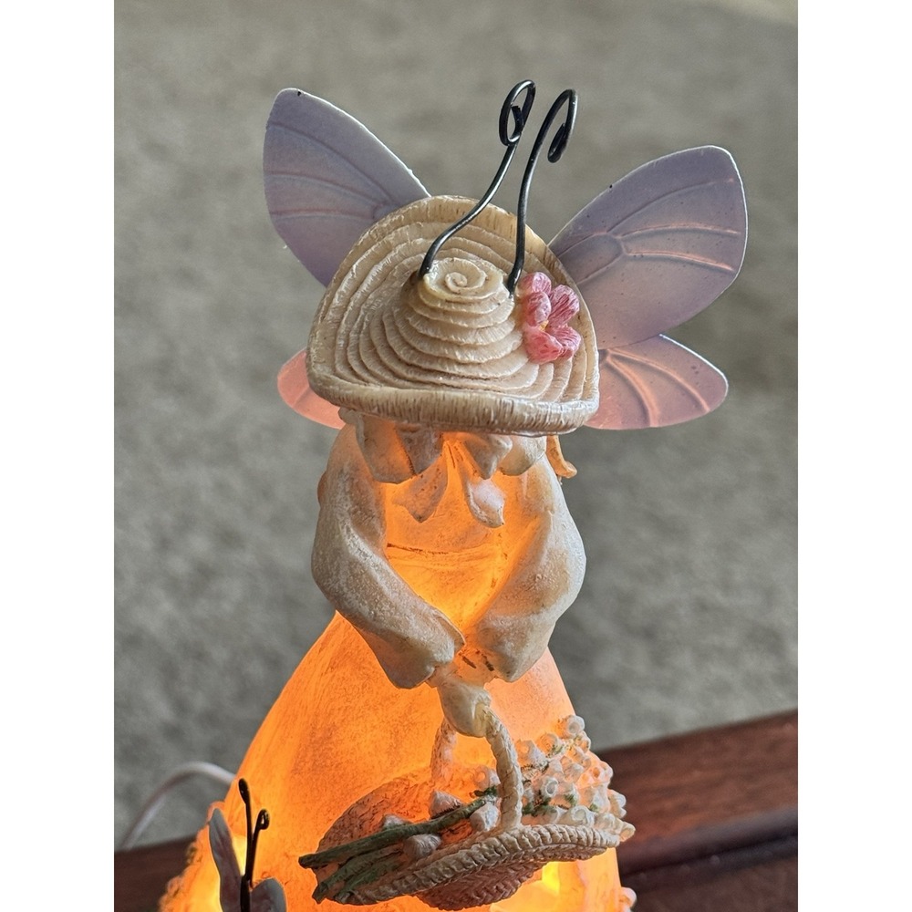Vintage Ceramic Garden Fairy Butterfly Floral Table Desk Lamp Night Light - Picture 4 of 16